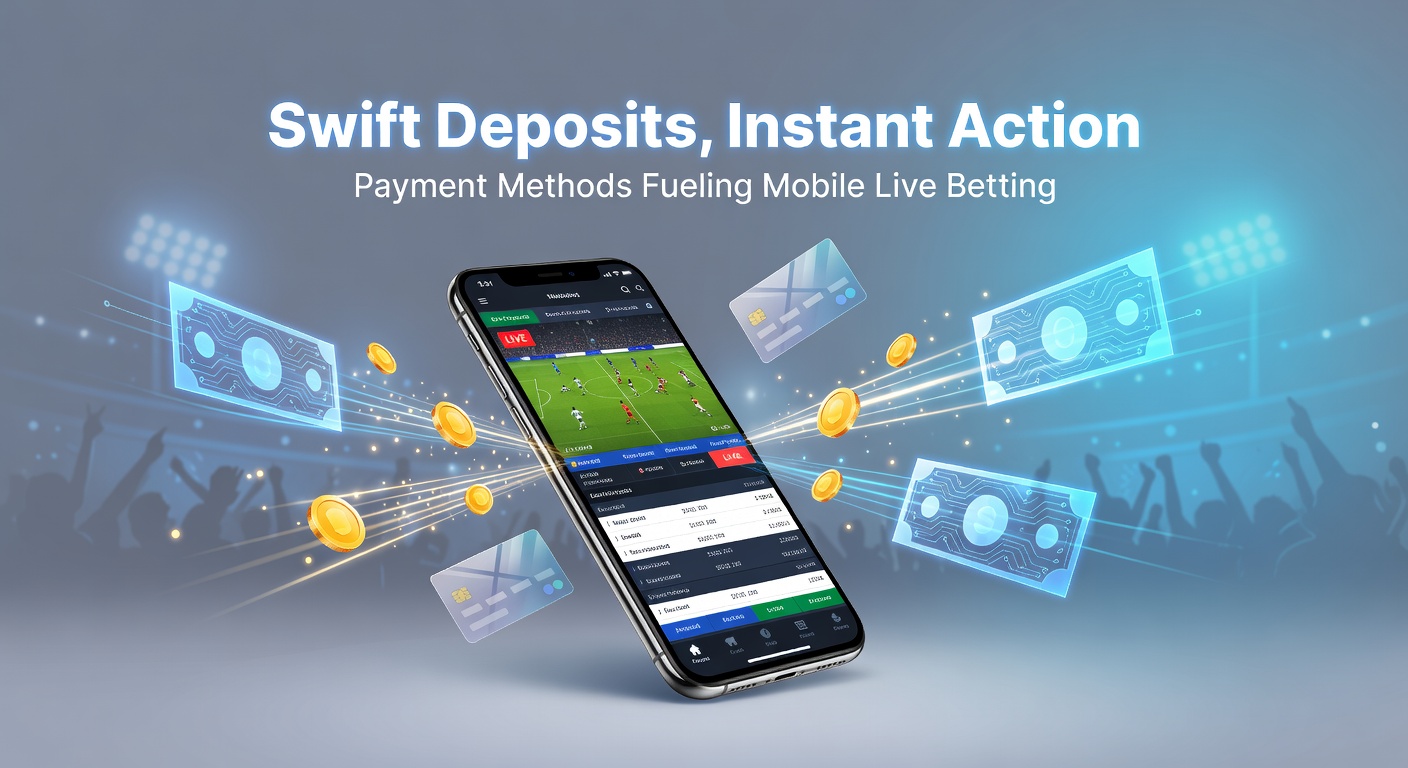Smartphone mit Live-Wetten-App und Zahlungsikone, die eine schnelle Einzahlung symbolisiert